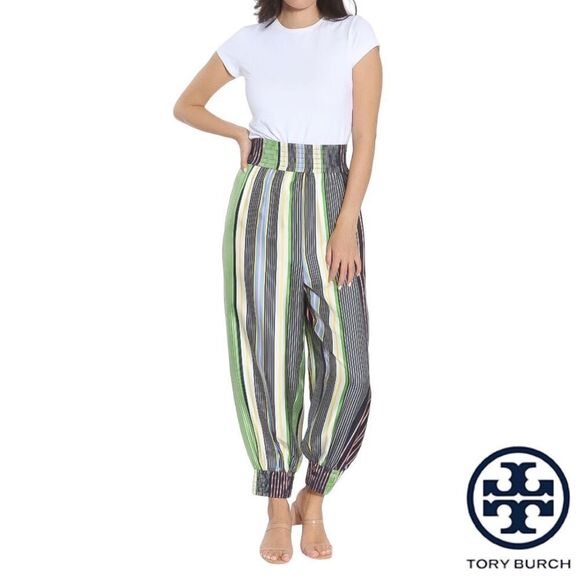 TORY BURCH **NWT** Field Day Stripe Silk Pants - Picture 8 of 14